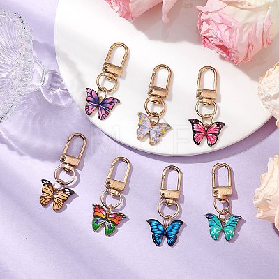 Butterfly Alloy Enamel Pendant Decorations KEYC-JKC00925-1