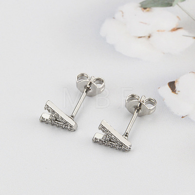 Brass Micro Pave Clear Cubic Zirconia Stud Earrings FS-WGC2F12-22-1