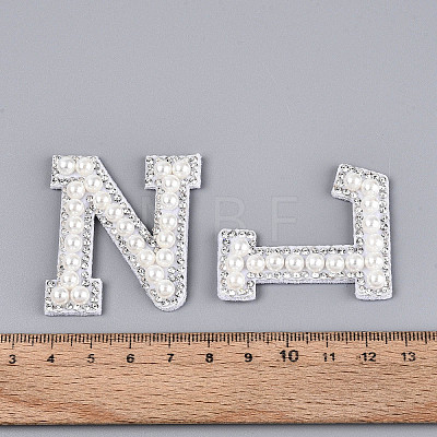 26Pcs ABS Plastic Imitation Pearl & Rhinestone & Cloth Letter Cabochons PATC-T001-01A-1
