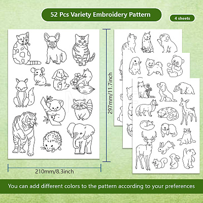 4 Sheets 11.6x8.2 Inch Stick and Stitch Embroidery Patterns DIY-WH0455-122-1