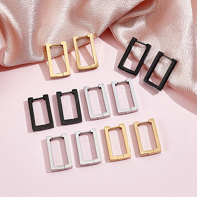 12Pcs 3 Colors 316 Stainless Steel Hoop Earrings EJEW-UN0003-23A-1