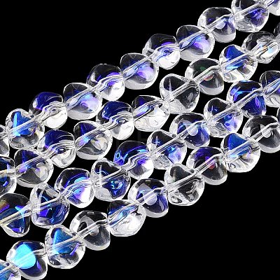 Electroplate Transparent Glass Beads Strands EGLA-Q133-01A-13-1