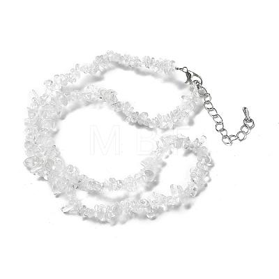 Natural Quartz Crystal Chip Beaded Necklaces for Men Women NJEW-G159-01S-1