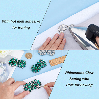 6Pcs Flower Glass Rhinestone Cabochons DIY-FG0010-18D-1