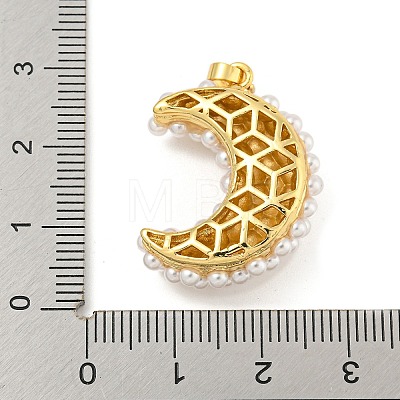 Rack Plating Brass & ABS Plastic Imitation Pearl Pendants X-KK-N255-03D-G-RS-1