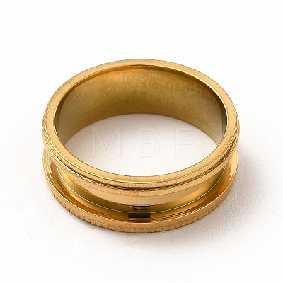 201 Stainless Steel Grooved Finger Ring Settings STAS-P323-10G-1