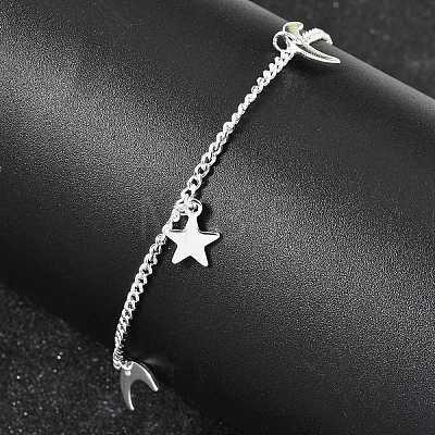 304 Stainless Steel Charm Bracelets BJEW-K305-14S-1