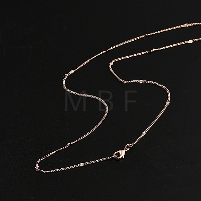 2mm Rack Plating Brass Curb Chain Necklaces for Women Men MAK-L044-24RG-1