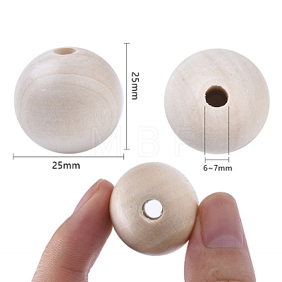 Unfinished Natural Wood Beads X-WOOD-S651-A25mm-LF-1