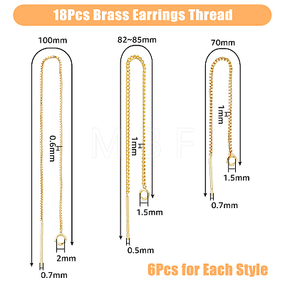 9 Pairs 3 Style Brass Stud Earring Findings KK-DC0001-38-1