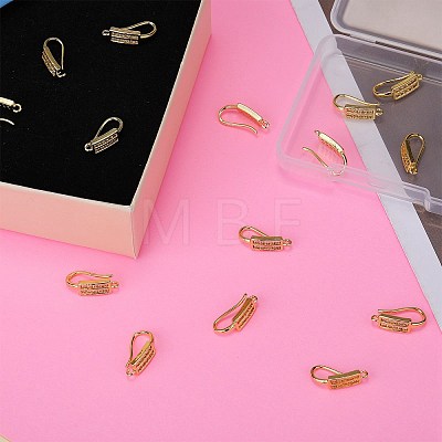 10 Pairs Brass Micro Pave Clear Cubic Zirconia Earring Hooks ZIRC-SZ0005-12-1