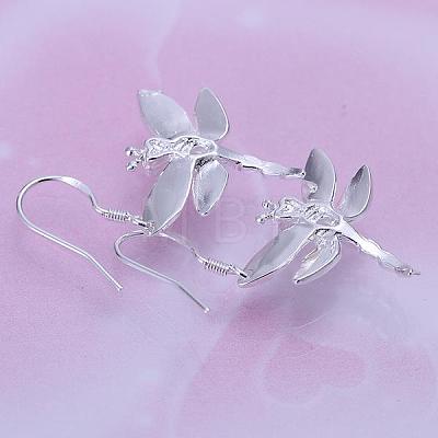 Dragonfly Brass Dangle Earrings EJEW-BB11921-1