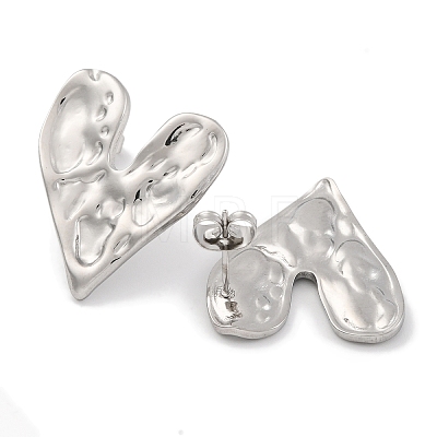 Non-Tarnish Heart Ion Plating(IP) 304 Stainless Steel Stud Earrings EJEW-H013-34P-1