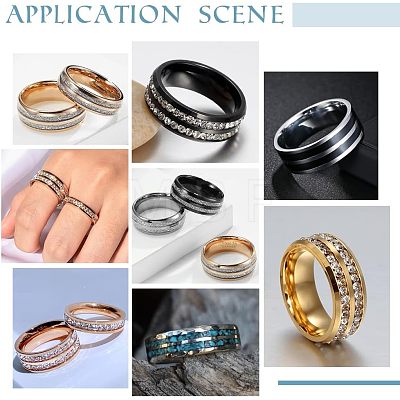 Unicraftale 16Pcs 8 Size 201 Stainless Steel Double Groove Band Ring for Men Women RJEW-UN0002-35G-1