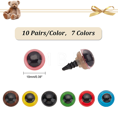   70 Pairs 7 Colors Craft Plastic Doll Eyes Stuffed Toy Eyes DIY-PH0017-86-1
