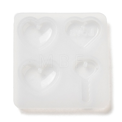 Valentine's Day Theme Heart & Key DIY Pendant Silicone Molds DIY-G107-01-1