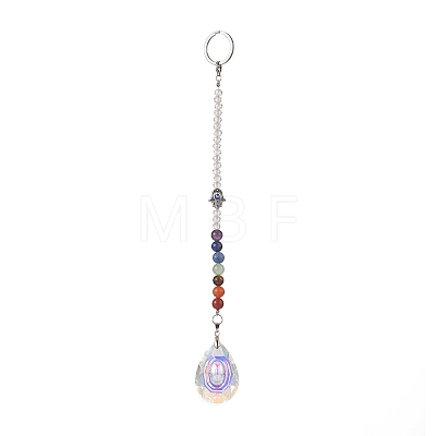 Chakra Gemstone Beaded Dowsing Pendulum PALLOY-JF02023-1