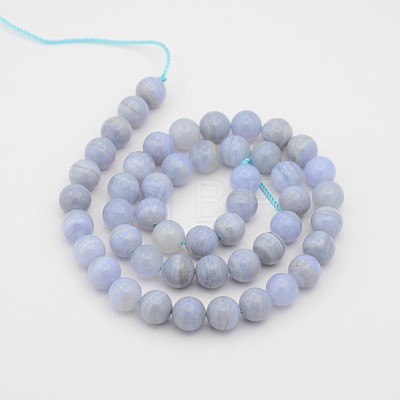 Natural Blue Lace Agate Round Bead Strands G-P070-15-4mm-1