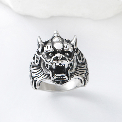 Punk Style 304 Stainless Steel Dragon Finger Rings for Men UN0454-3-1