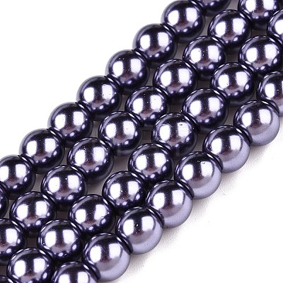 Baking Paint Pearlized Glass Pearl Round Bead Strands X-HY-Q330-8mm-73-1
