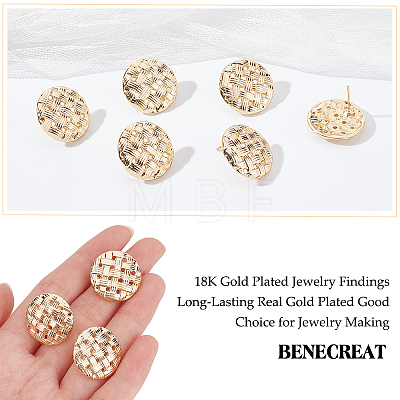 10Pair Alloy Flat Round Stud Earring Findings DIY-BC0004-55-1