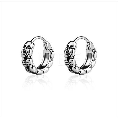 316 Stainless Steel Skull Hoop Earrings for Men Women EJEW-C045-04-1