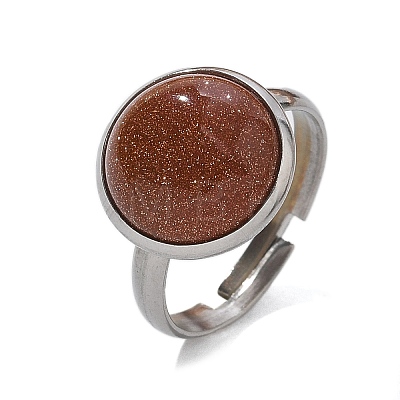 Half Round Synthetic Goldstone Finger Rings RJEW-M062-01P-06-1