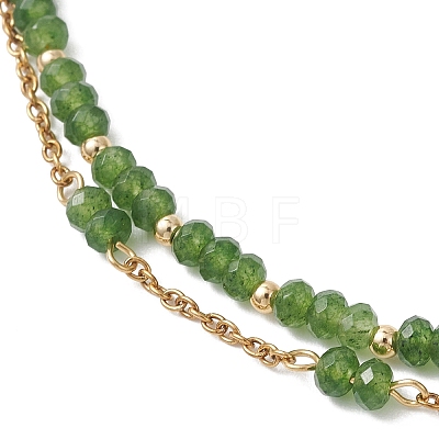 Adjustable Natural Malaysia Jade & 304 Stainless Steel Multi-strand Bracelets BJEW-JB13035-02-1