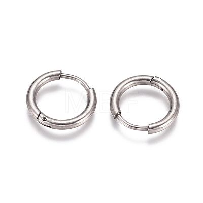 Tarnish Resistant 304 Stainless Steel Huggie Hoop Earrings EJEW-G272-02-10mm-P-1