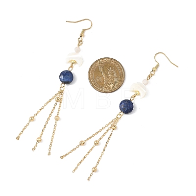 Natural Lapis Lazuli Round with Moon Dangle Earrings EJEW-JE06813-01-1