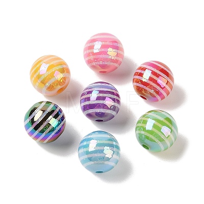 10Pcs UV Plating Colours Acrylic Beads OACR-S146-01N-1