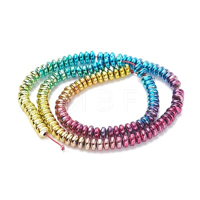 Rainbow Color Electroplate Non-magnetic Synthetic Hematite Beads Strands G-L489-G03-1