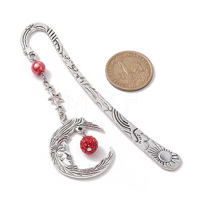 Alloy Moon Pendant Bookmark AJEW-JK00296-05-1