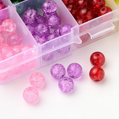 Spray Painted Transparent Crackle Glass Beads Strands CCG-X0002-4mm-B-1