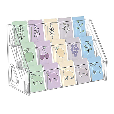 3-Tier 15-Grid Acrylic Card Display Riser Stands ODIS-WH0030-339A-1