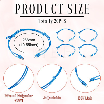 20Pcs Waxed Polyester Cord Bracelet Making AJEW-TAC00096-1
