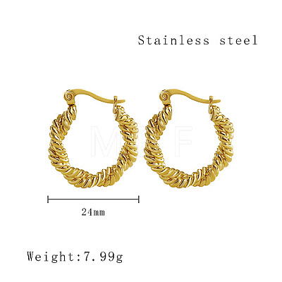Stainless Steel Thick Twist Hoop Earrings BA3365-1-1