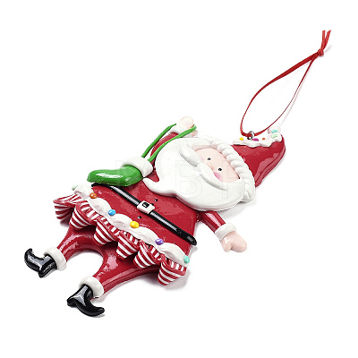 Christmas Santa Claus Handmade Polymer Clay Pendant Decorations HJEW-P017-01B-1