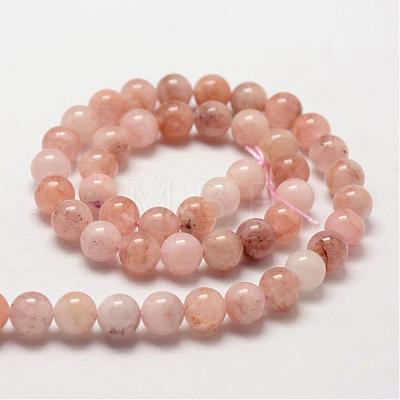 Natural Morganite Round Bead Strands G-O143-05-8mm-1