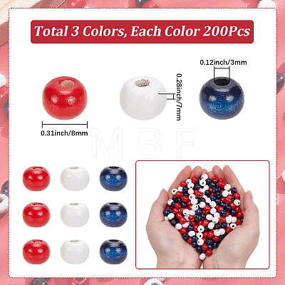 600Pcs 3 Colors Natural Wood Beads WOOD-SC0002-44A-1