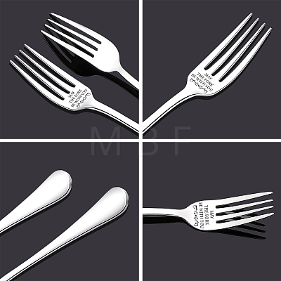 Word Pattern Stainless Steel Fork AJEW-WH0191-007-1