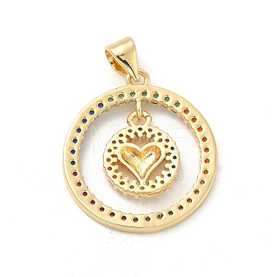 Brass Micro Pave Cubic Zirconia Pendants KK-C009-03G-02-1