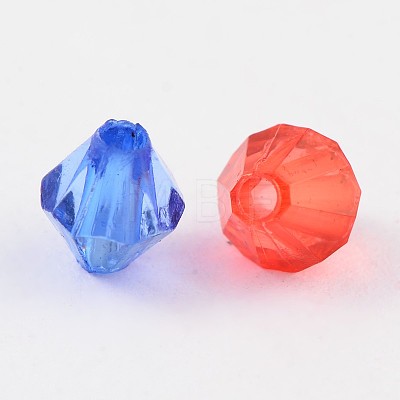 Faceted Bicone Transparent Acrylic Beads DBB6mm-1