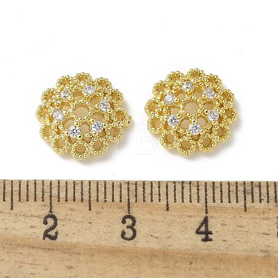 Brass Clear Cubic Zirconia Bead Caps KK-A236-15C-G-1