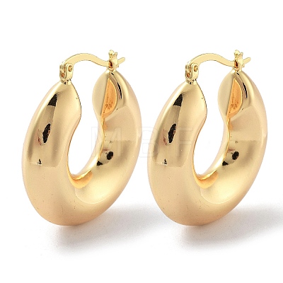 Brass Plain Hoop Earrings EJEW-H301-04G-02-1