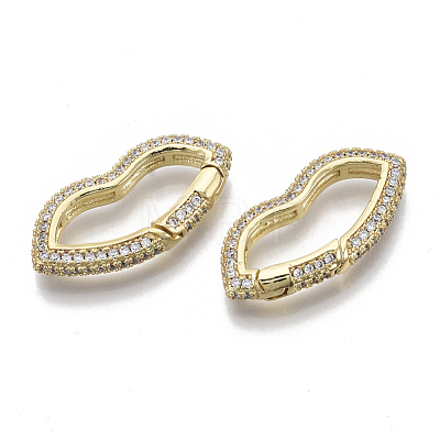 Brass Micro Pave Cubic Zirconia Spring Gate Rings ZIRC-S066-032B-NF-1