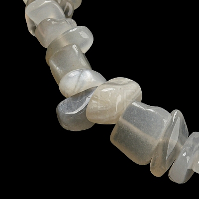 Natural White Moonstone Chip Beaded Stretch Bracelet G-H294-01B-05-1