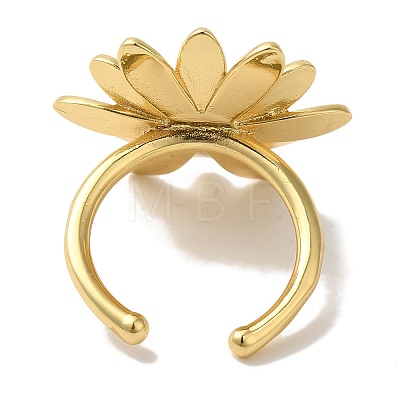 Flower Rack Plating Brass Cuff Rings for Women RJEW-G323-08G-1