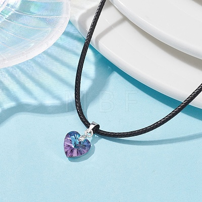 Glass Heart Pendant Necklaces NJEW-JN04476-03-1