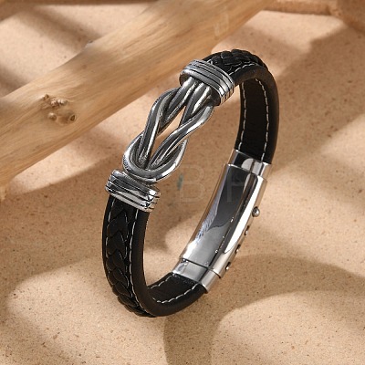 Braided Microfiber Leather Cord Bracelets for Men BJEW-Z081-03P-01-1